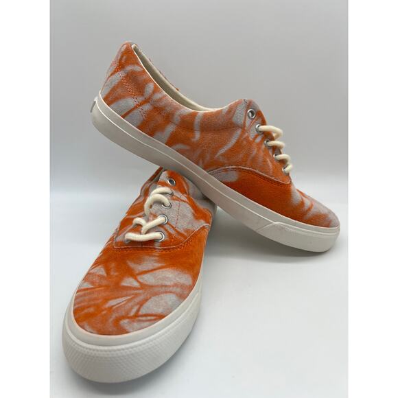 Polo Ralph Lauren Orange Tie Dye Sneakers Harpoon Casual Shoes Men’s Size 9D - Picture 5 of 16